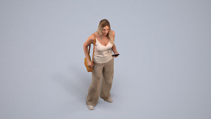 realistic 3D people woman casual standing, render-ready for V-Ray and Corona, FBX OBJ, back view render