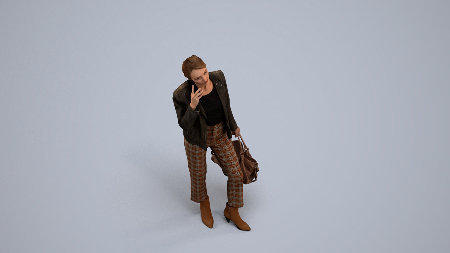 realistic 3D people woman business standing, render-ready for V-Ray and Corona, FBX OBJ, back view render