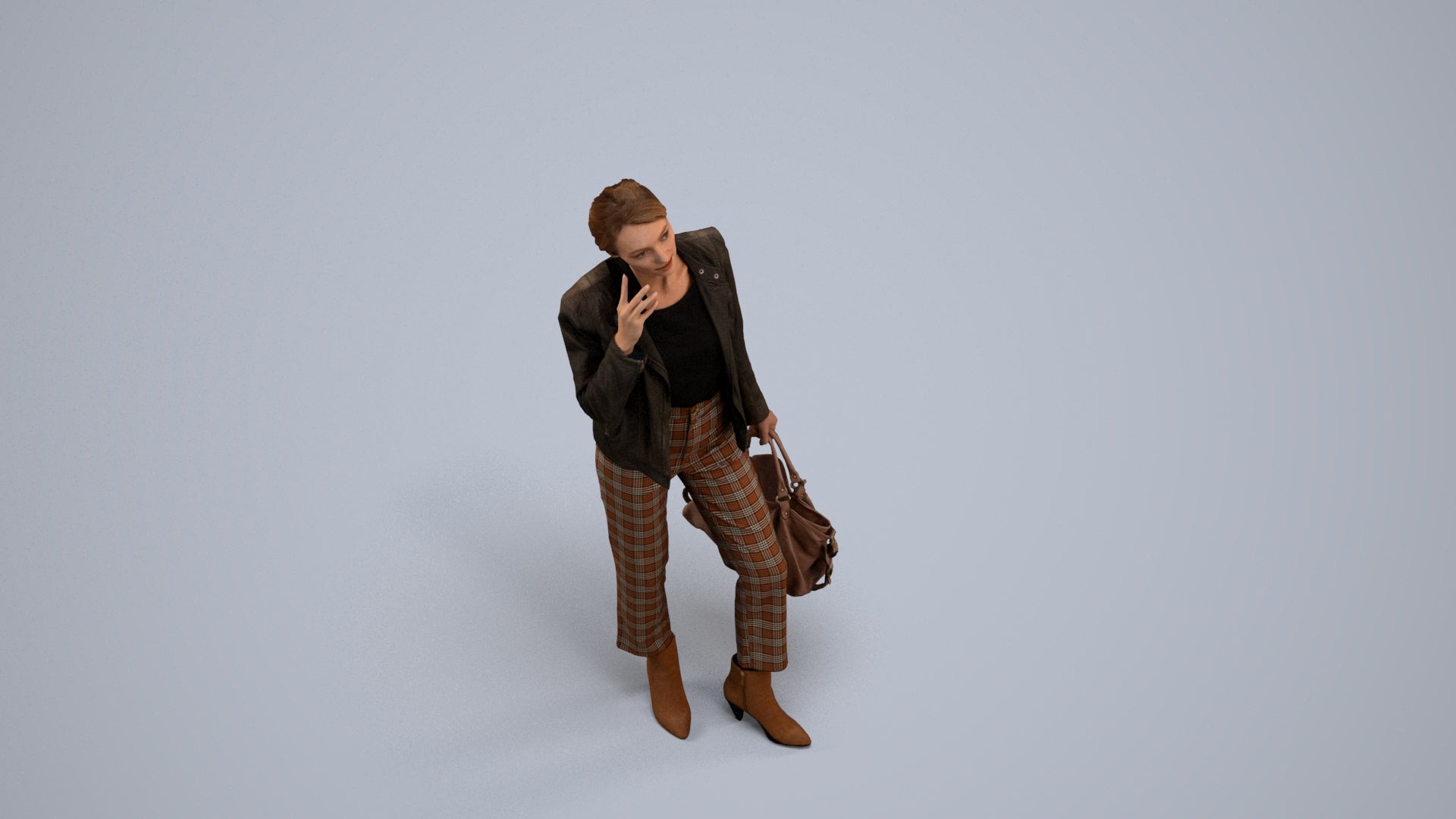 realistic 3D people woman business standing, render-ready for V-Ray and Corona, FBX OBJ, back view render