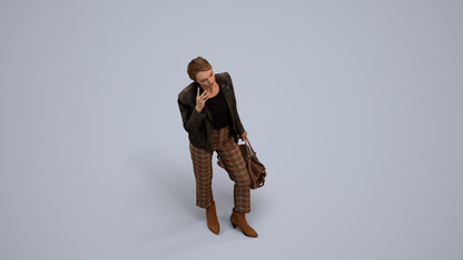 realistic 3D people woman business standing, render-ready for V-Ray and Corona, FBX OBJ, back view render