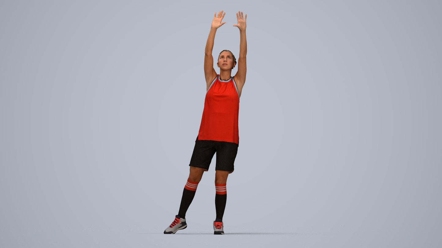 3D people model woman sport, scanned human for 3ds Max rendering, top-down view render