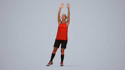 3D people model woman sport, scanned human for 3ds Max rendering, top-down view render
