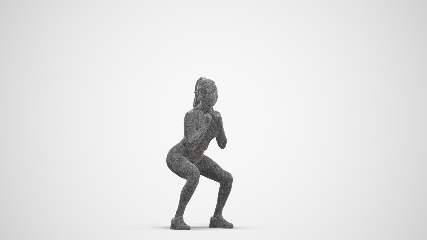 scanned 3D woman sport, photogrammetry people for Enscape and V-Ray, three-quarter front view render