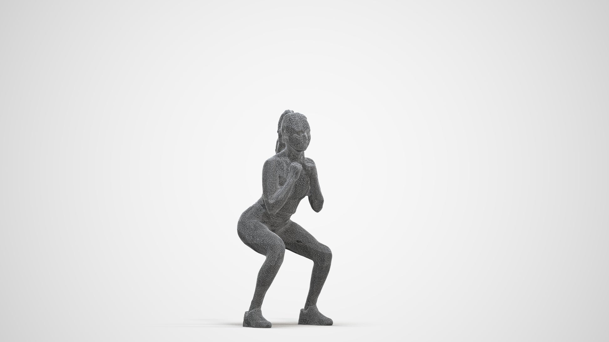 scanned 3D woman sport, photogrammetry people for Enscape and V-Ray, three-quarter front view render