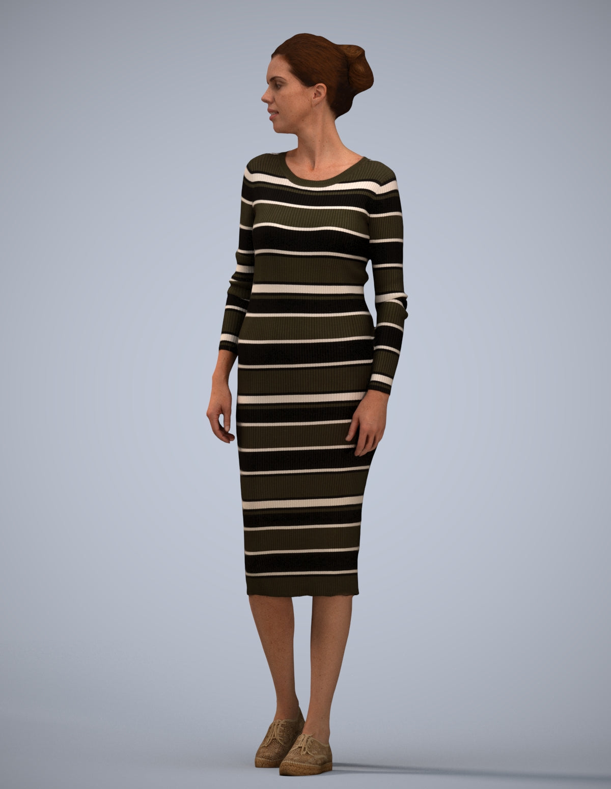 3D scanned woman walking casual, photorealistic archviz people for Enscape and SketchUp