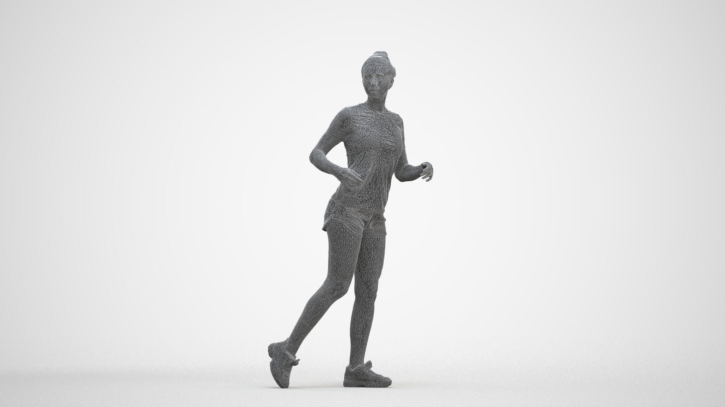 scanned 3D woman sport, photogrammetry people for Enscape and V-Ray, three-quarter front view render