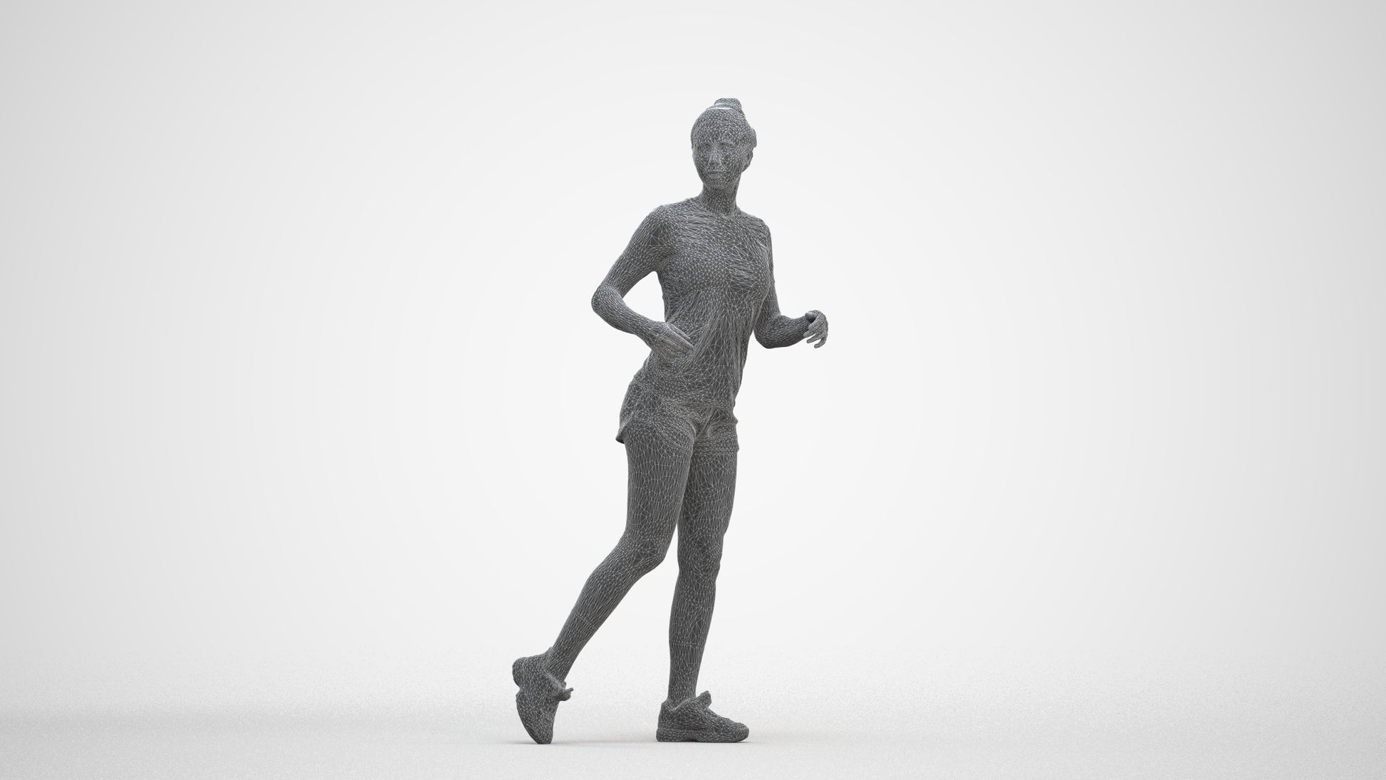 scanned 3D woman sport, photogrammetry people for Enscape and V-Ray, three-quarter front view render