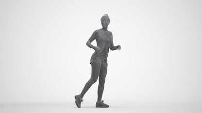 scanned 3D woman sport, photogrammetry people for Enscape and V-Ray, three-quarter front view render
