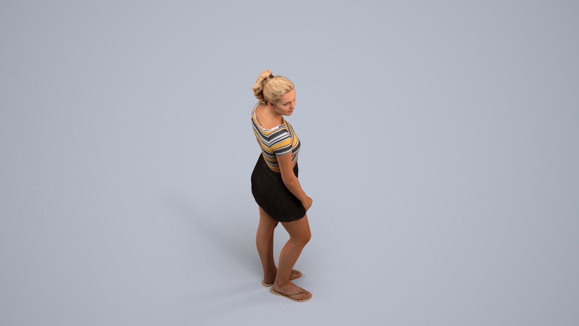realistic 3D people woman casual standing, render-ready for V-Ray and Corona, FBX OBJ, back view render