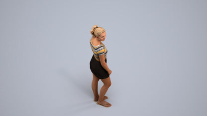 realistic 3D people woman casual standing, render-ready for V-Ray and Corona, FBX OBJ, back view render