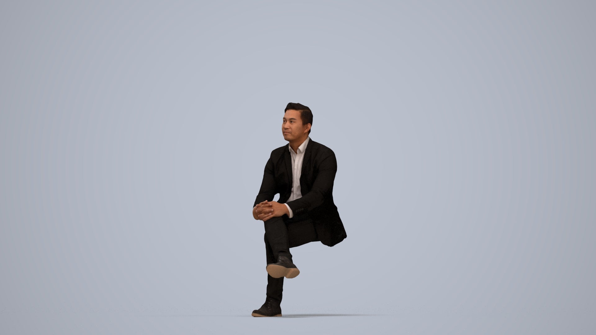 3D people model man business, scanned human for 3ds Max rendering, top-down view render