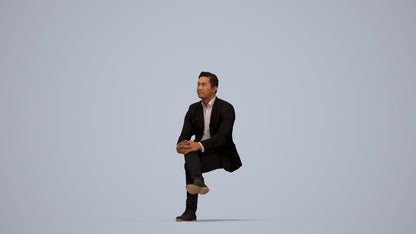 3D people model man business, scanned human for 3ds Max rendering, top-down view render