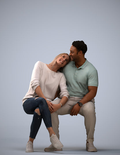 realistic 3D human woman casual couple, archviz people FBX OBJ for Blender