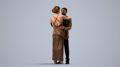 realistic 3D human woman formal dancing, archviz people FBX OBJ for Blender, side view render