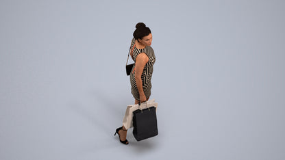 photogrammetry 3D woman casual shopping, realistic human model archviz FBX, back view render