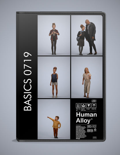 3D human models kids bundle, 5 photogrammetry scanned people for archviz