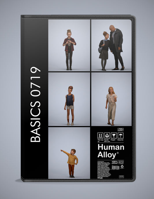 3D human models kids bundle, 5 photogrammetry scanned people for archviz
