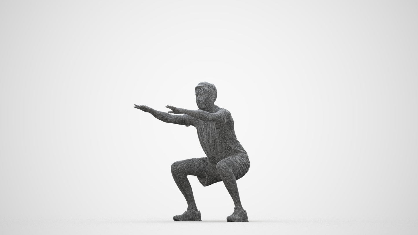 realistic 3D people man sport, render-ready for V-Ray and Corona, FBX OBJ, wireframe back view