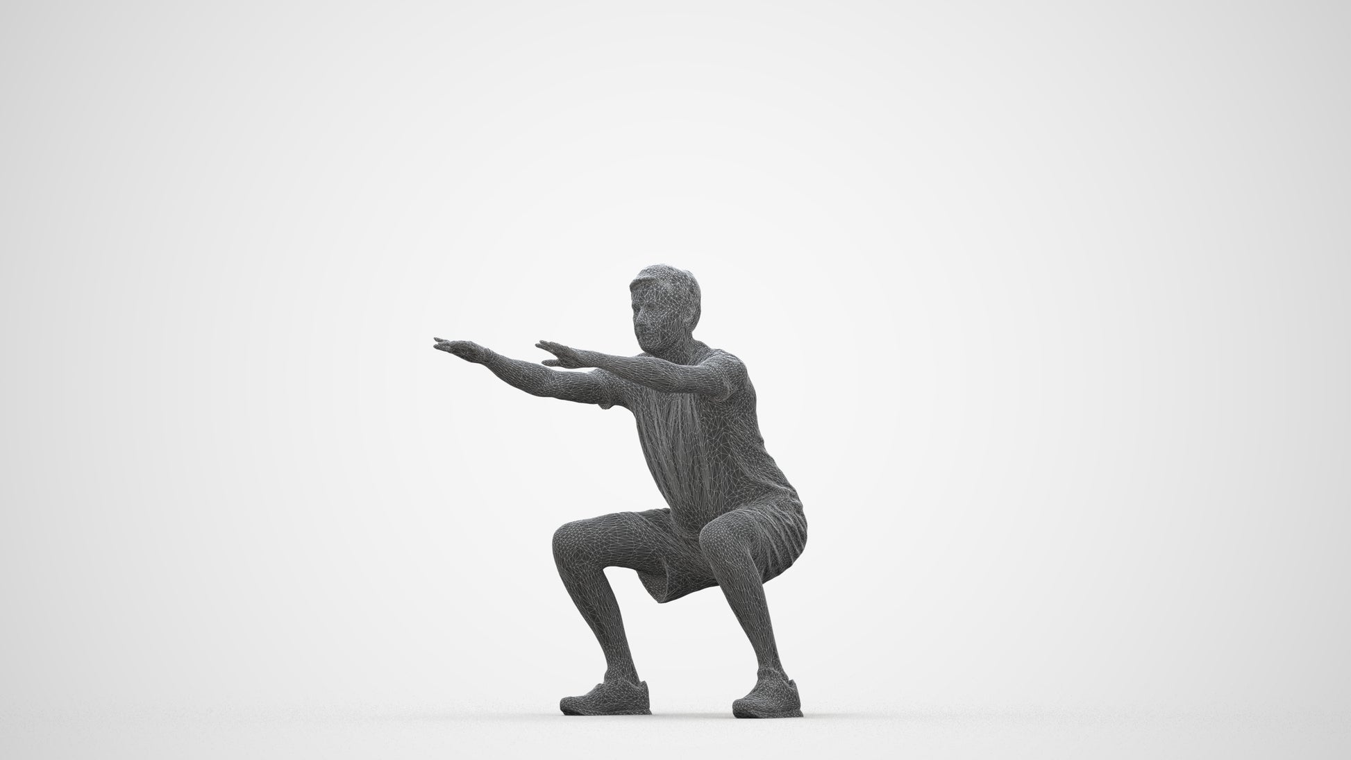 realistic 3D people man sport, render-ready for V-Ray and Corona, FBX OBJ, wireframe back view