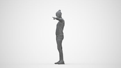 scanned 3D girl sport, photogrammetry people for Enscape and V-Ray, wireframe back view