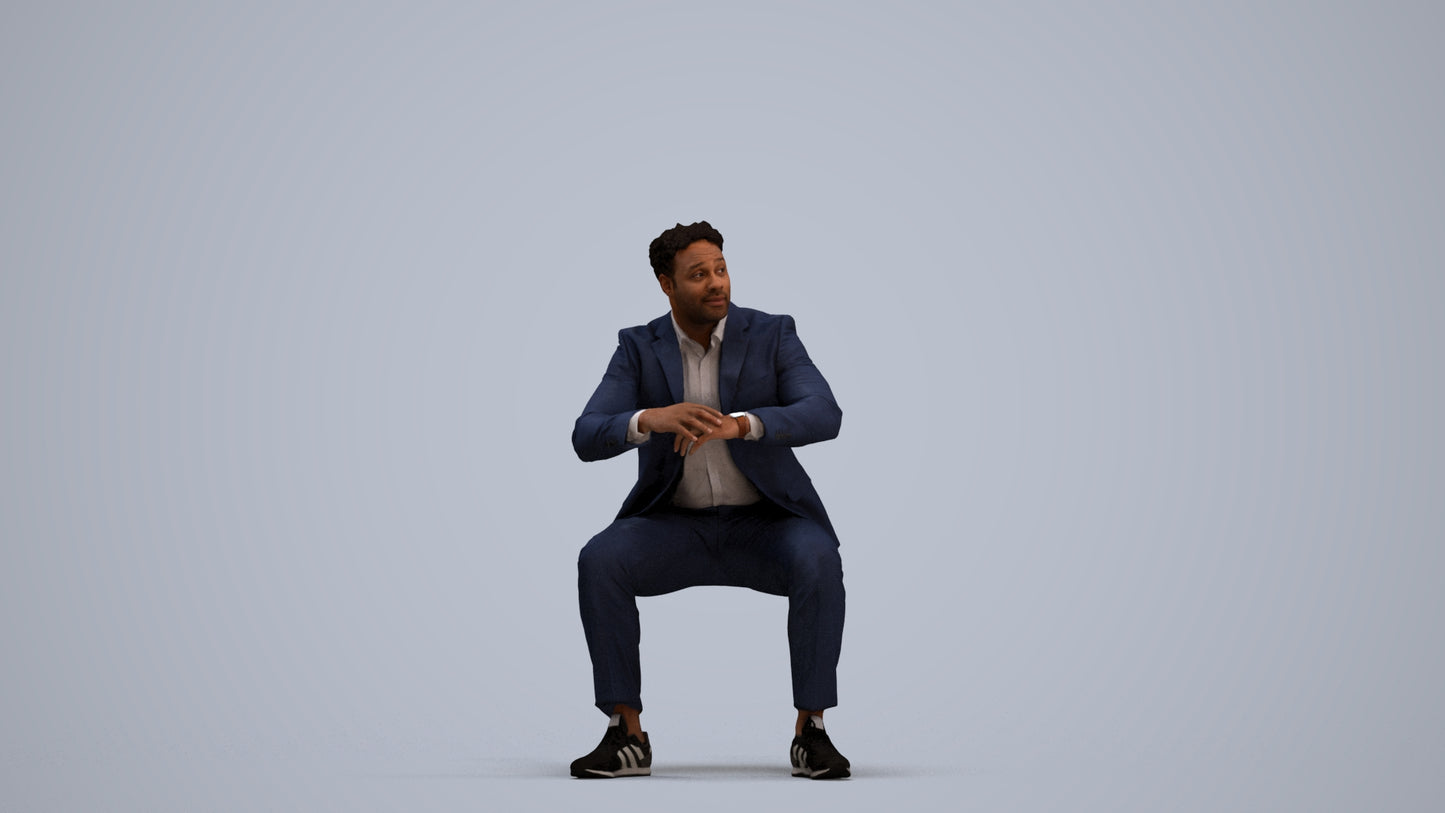 3D people model man business, scanned human for 3ds Max rendering, standing pose render