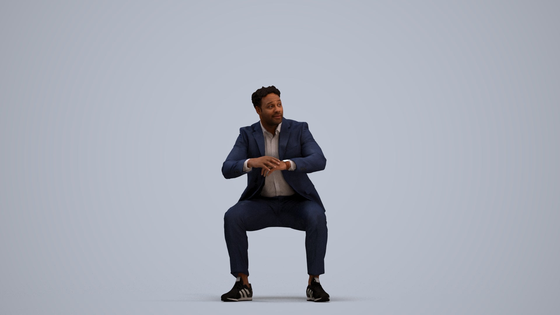 3D people model man business, scanned human for 3ds Max rendering, standing pose render