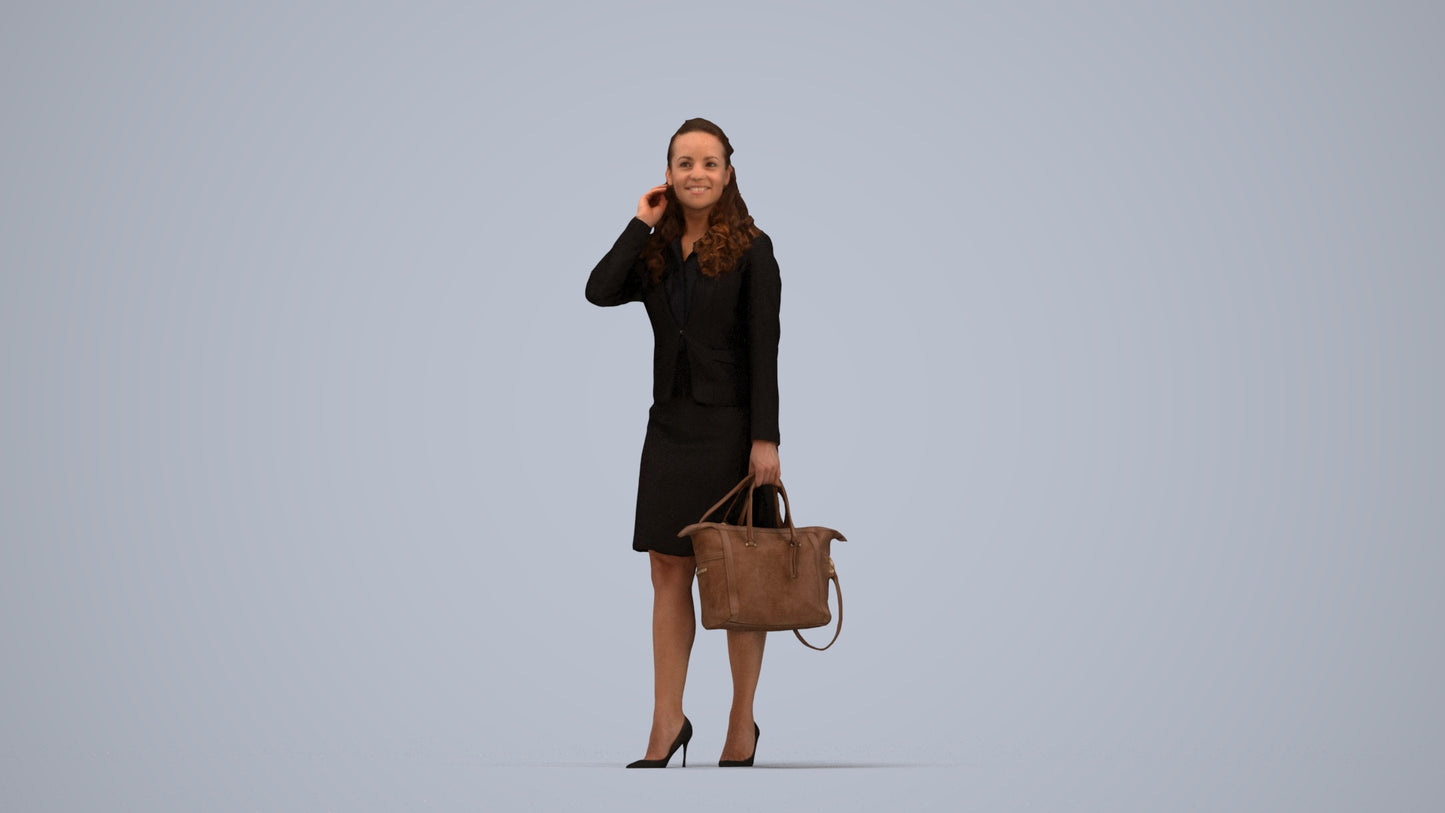 3D scanned woman standing business, photorealistic archviz people for Enscape and SketchUp, top-down view render
