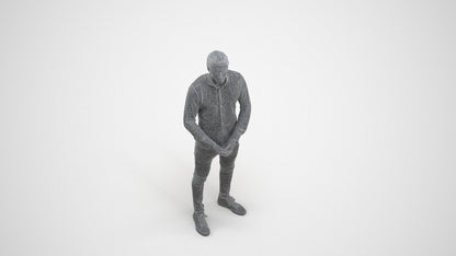 realistic 3D people man casual standing, render-ready for V-Ray and Corona, FBX OBJ, wireframe three-quarter view