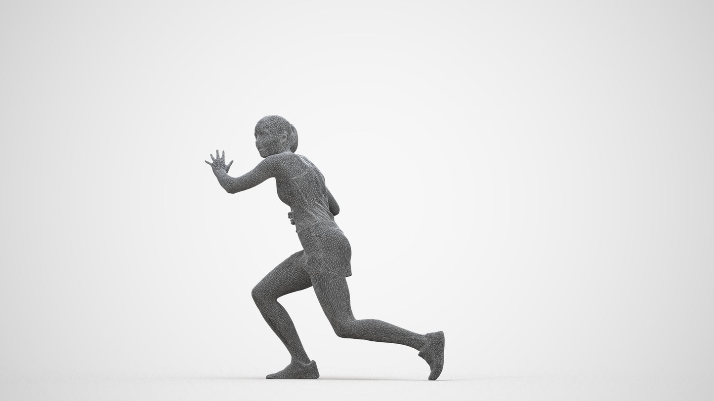 realistic 3D human girl sport, archviz people FBX OBJ for Blender, wireframe back view