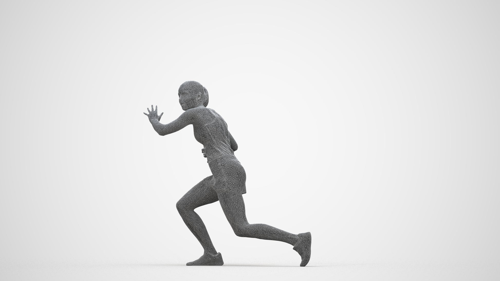 realistic 3D human girl sport, archviz people FBX OBJ for Blender, wireframe back view
