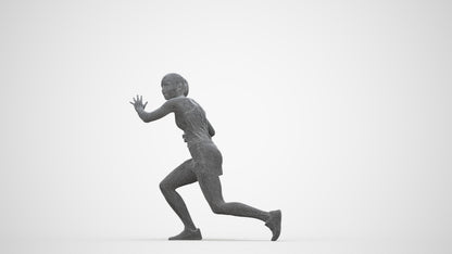realistic 3D human girl sport, archviz people FBX OBJ for Blender, wireframe back view