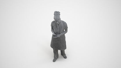 realistic 3D people woman hospitality, render-ready for V-Ray and Corona, FBX OBJ, wireframe three-quarter view