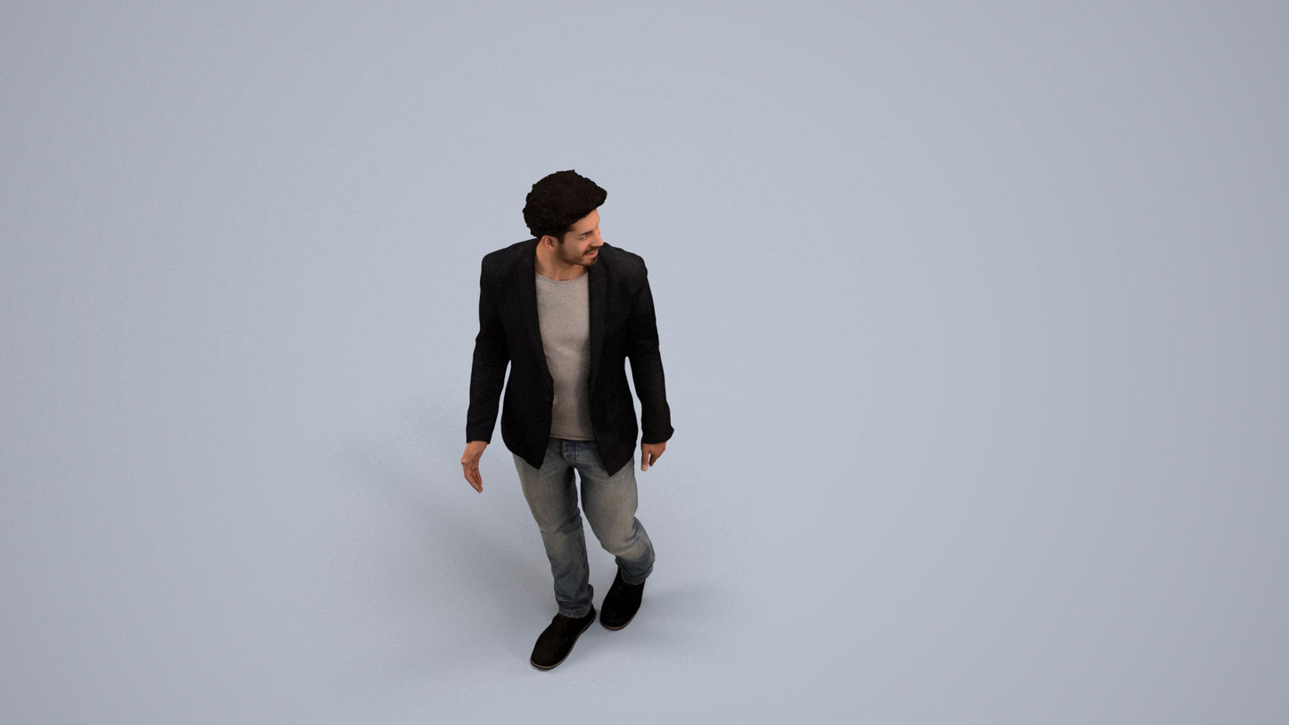 photogrammetry 3D man casual business, realistic human model archviz FBX, back view render