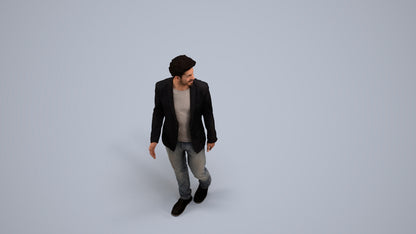 photogrammetry 3D man casual business, realistic human model archviz FBX, back view render