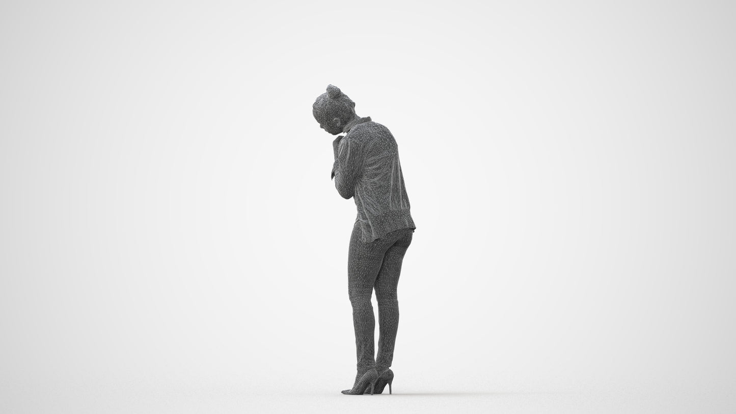 photogrammetry 3D woman business standing, realistic human model archviz FBX, square thumbnail