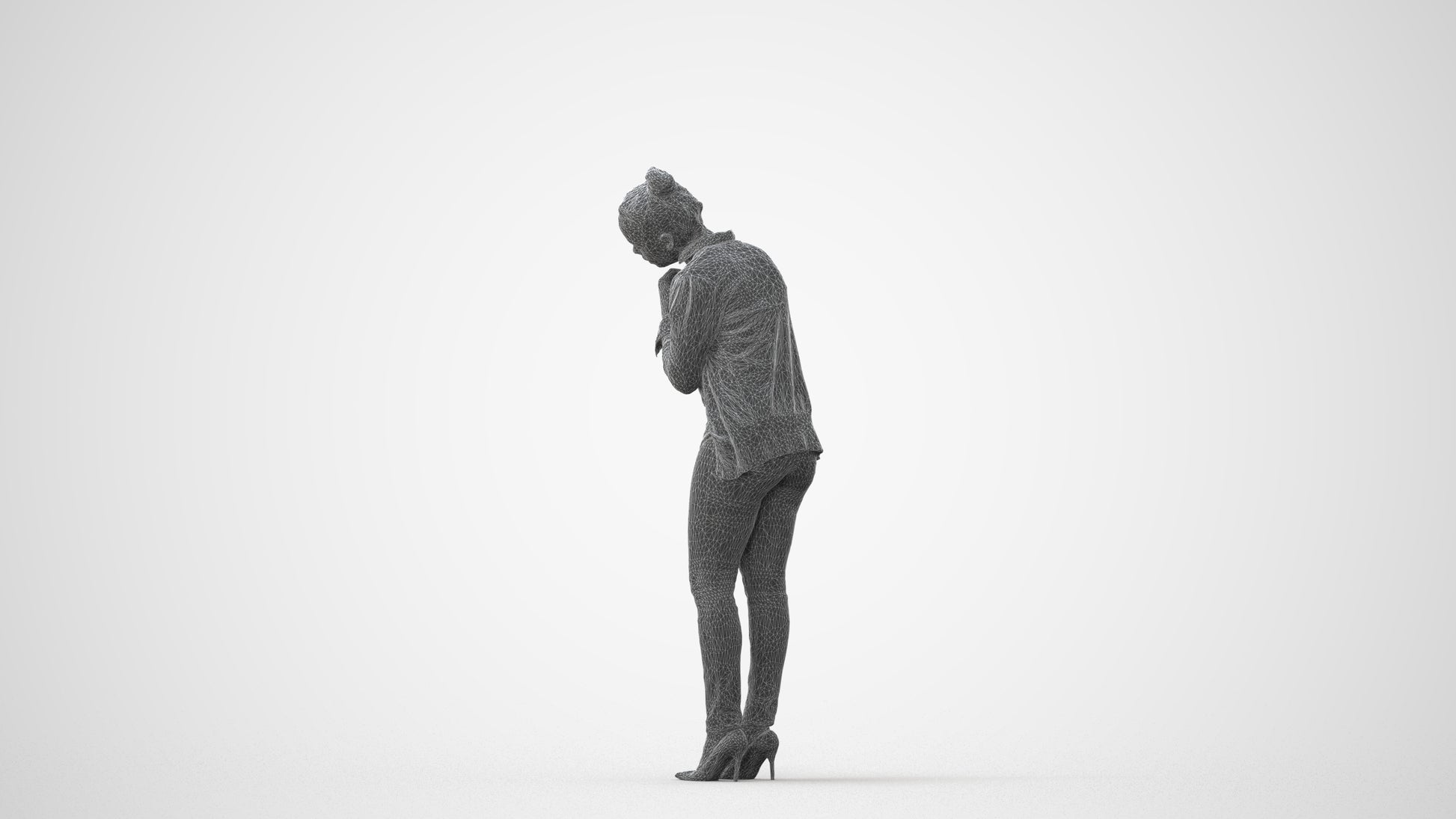 photogrammetry 3D woman business standing, realistic human model archviz FBX, square thumbnail