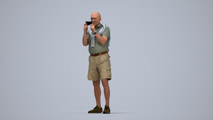 realistic 3D senior man casual standing, scanned archviz people for Blender and 3ds Max, top-down view render