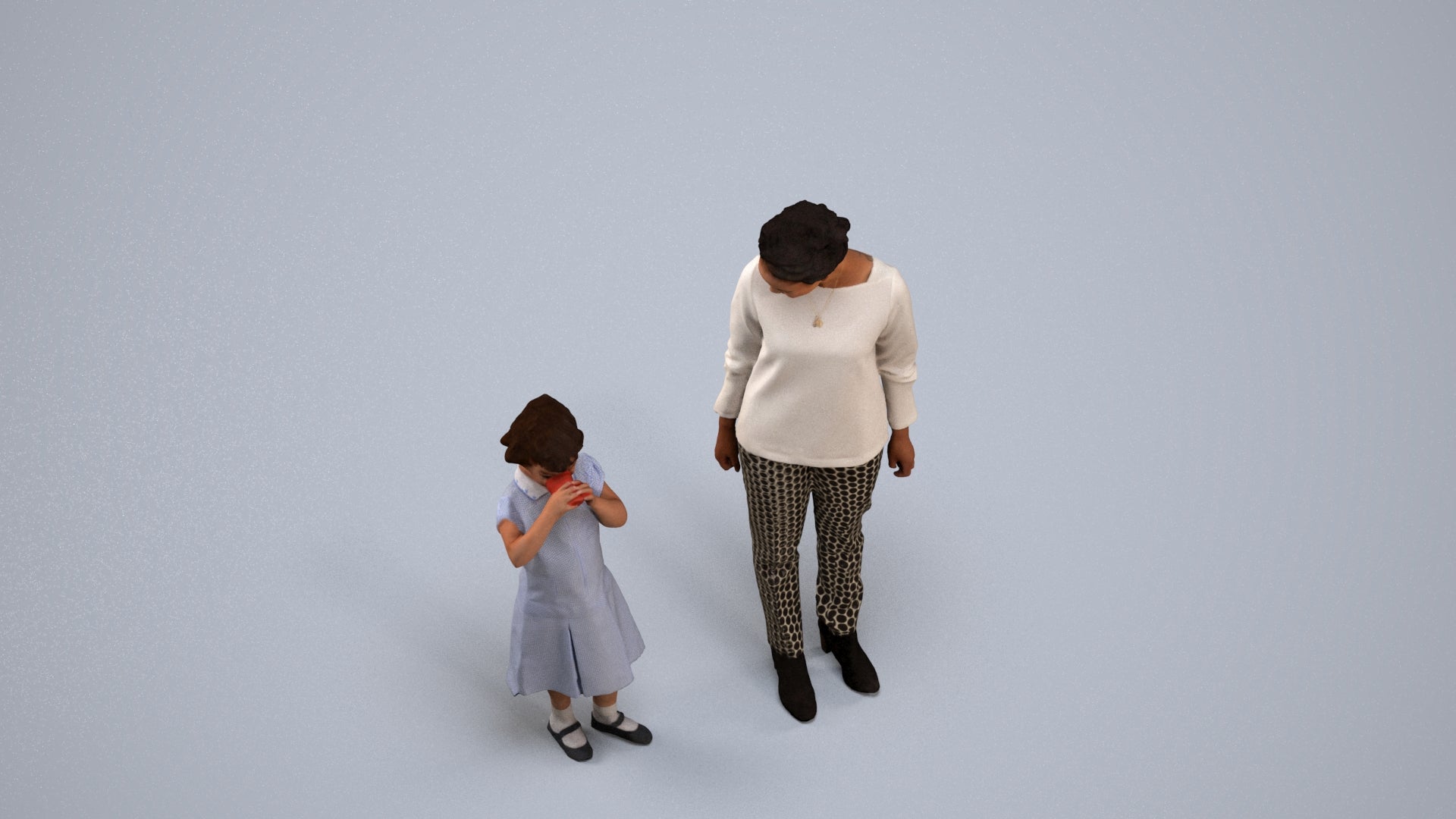 scanned 3D girl casual kids, photogrammetry people for Enscape and V-Ray, back view render