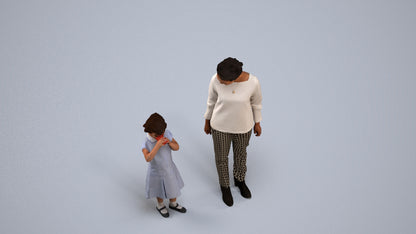 scanned 3D girl casual kids, photogrammetry people for Enscape and V-Ray, back view render