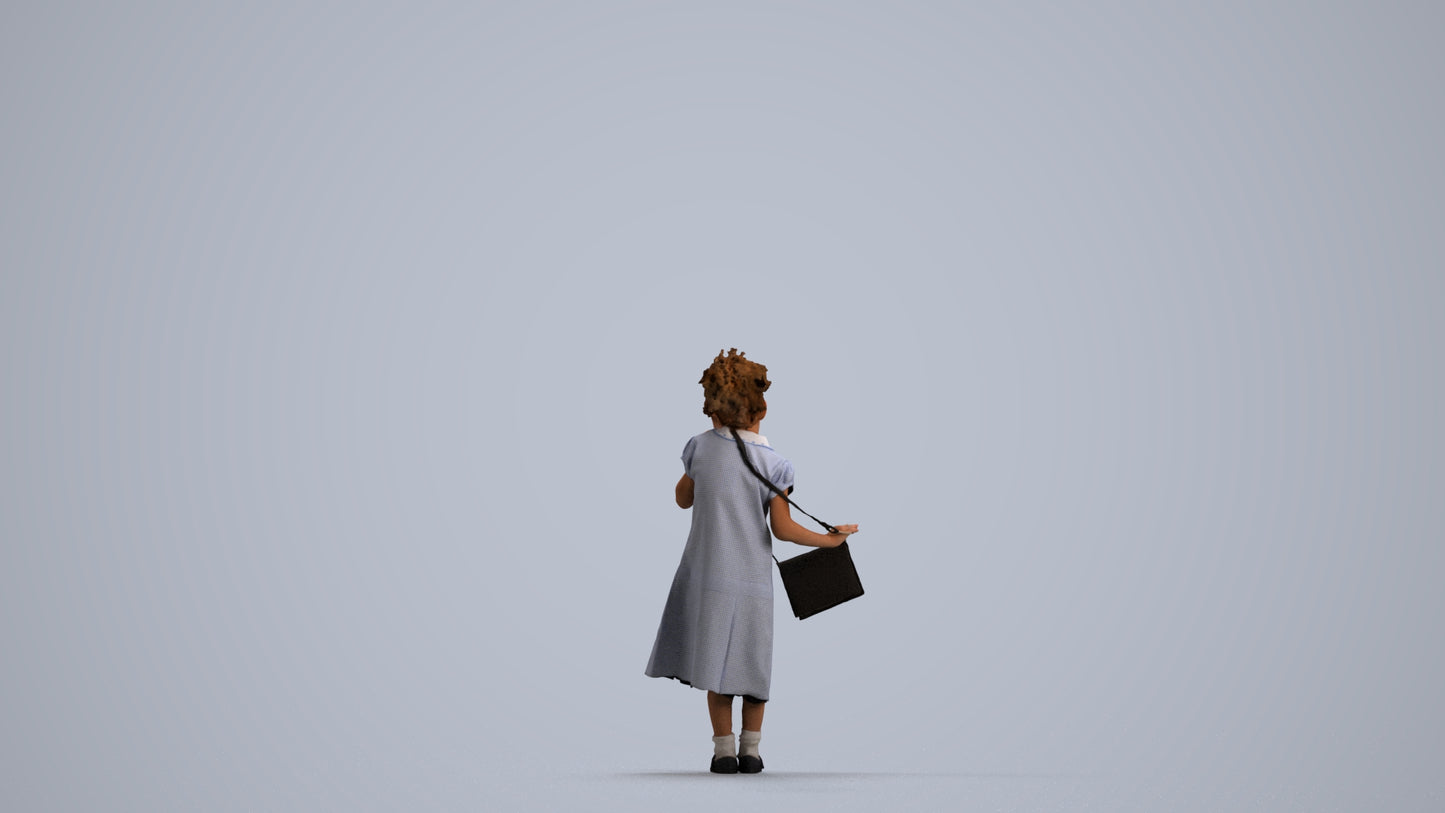 scanned 3D girl casual kids, photogrammetry people for Enscape and V-Ray, front view render