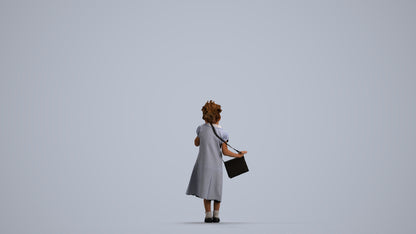 scanned 3D girl casual kids, photogrammetry people for Enscape and V-Ray, front view render