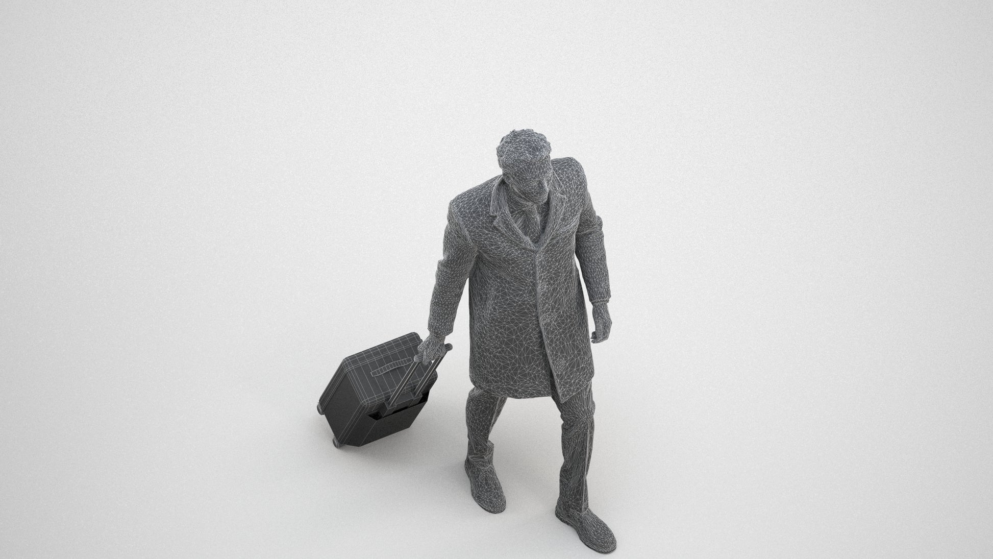 realistic 3D people man business, render-ready for V-Ray and Corona, FBX OBJ, wireframe three-quarter view
