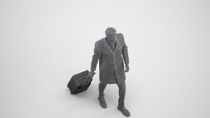 realistic 3D people man business, render-ready for V-Ray and Corona, FBX OBJ, wireframe three-quarter view