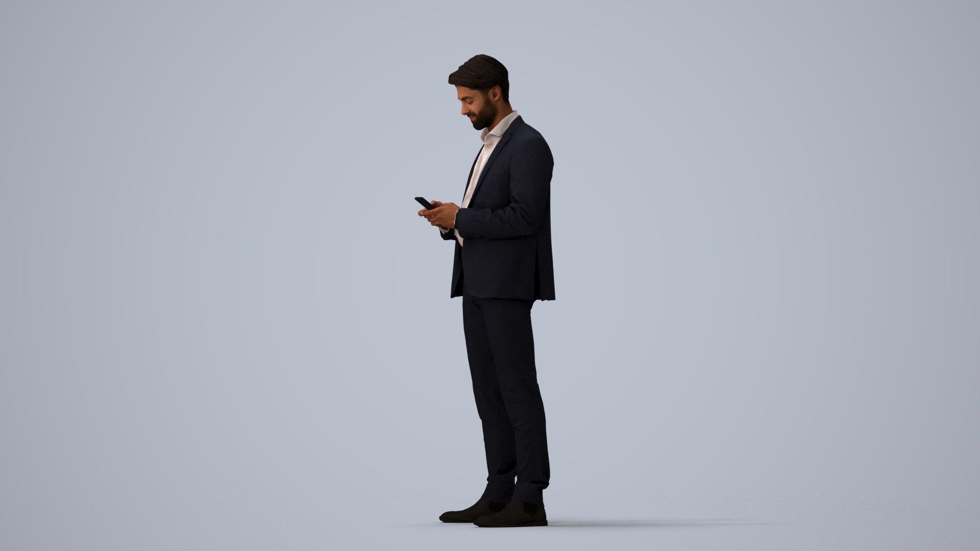 3D people model man business, scanned human for 3ds Max rendering, three-quarter view render