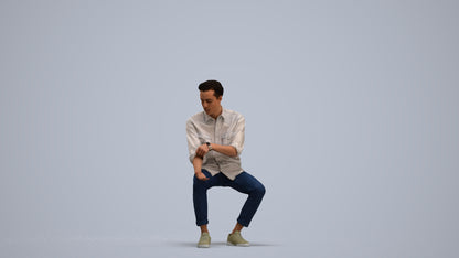 realistic 3D people man casual sitting, render-ready for V-Ray and Corona, FBX OBJ, standing pose render