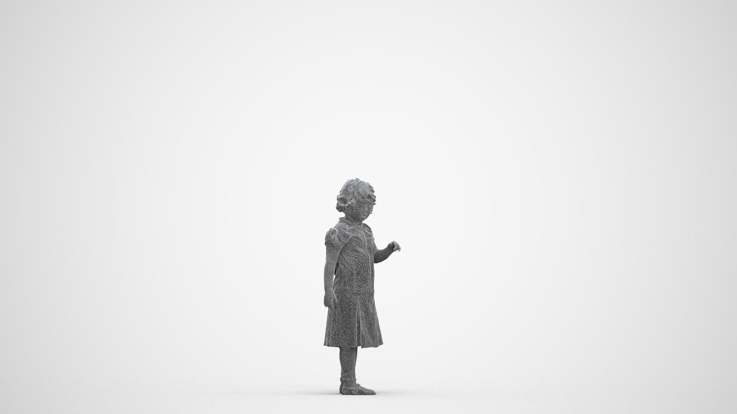 photogrammetry 3D girl kids, realistic human model archviz FBX, three-quarter front view render
