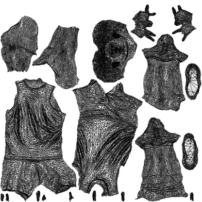3D people model man sport, scanned human for 3ds Max rendering, wireframe top-down view