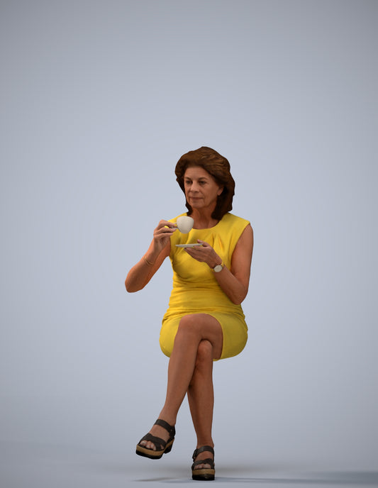 photogrammetry 3D woman business sitting, realistic human model archviz FBX