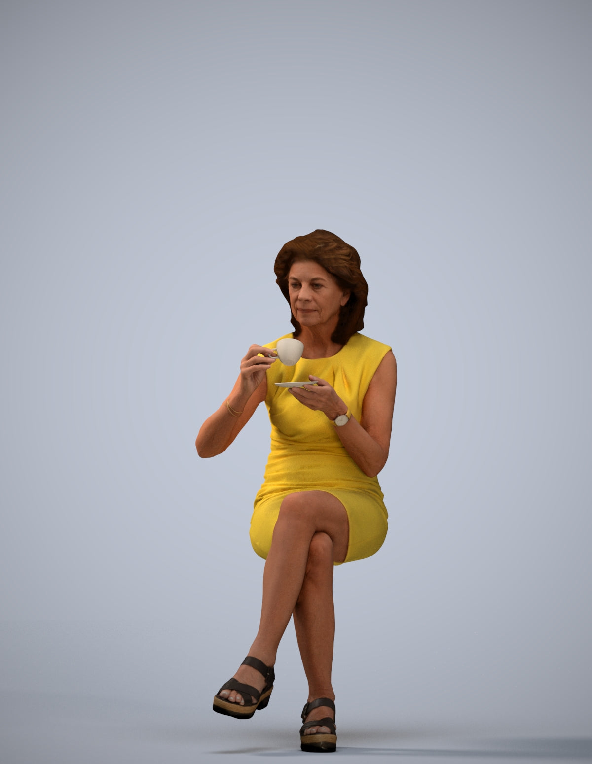 photogrammetry 3D woman business sitting, realistic human model archviz FBX