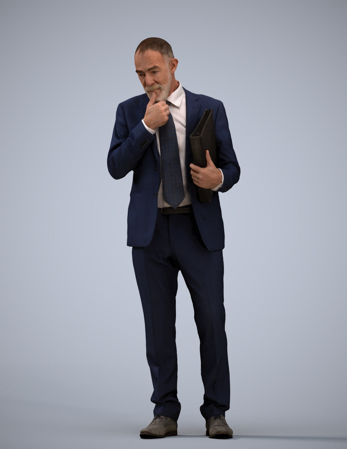 scanned 3D senior man business, photogrammetry people for Enscape and V-Ray
